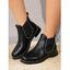 Rivet Faux Leather Boots Retro Thick Heel Slip On Martin Boots - Café profond EU 37