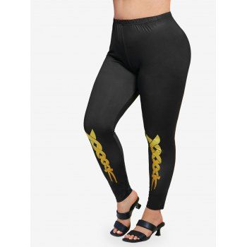 

Funny 3D Chains Print Plus Size Leggings, Black