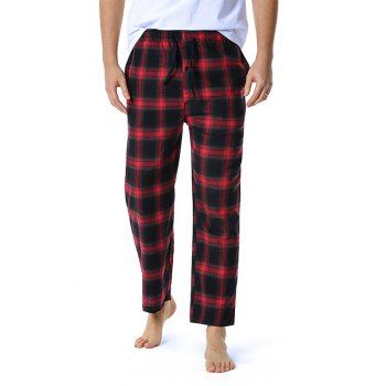 

Plaid Allover Print Straight Pants Drawstring Elastic Waist Long Casual Pants, Multicolor