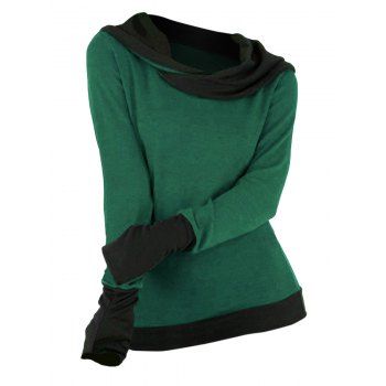 

Contrast Colorblock Spliced Long Sleeve Hoodie, Deep green