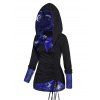 Haut à Capuche Plié à Imprimé Etoile Lune et Soleil à Manches Longues - Noir S