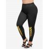 Legging à Imprimé 3D Chaîne Amusant de Grande Taille - Noir 1X