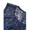 Robe de Bal Mi-Longue Haute Basse Panneau en Dentelle Transparente à Taille Haute - Bleu profond 2XL