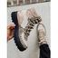 Leopard Print Colorblock Matin Boots Lace Up Casual Boots - Noir EU 42