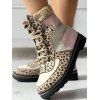 Leopard Print Colorblock Matin Boots Lace Up Casual Boots - multicolor A EU 38