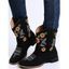 Sunflower Leaf Embroidery Boots Thick Heels Casual Boots - café EU 42