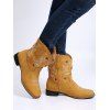Sunflower Leaf Embroidery Boots Thick Heels Casual Boots - Jaune EU 42
