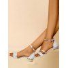 Sequins Sandals Ankle Mid Thick Heel Open Toe Sandals - Argent EU 35