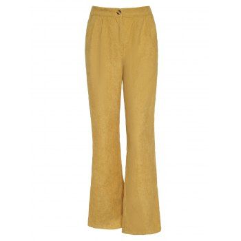 

Textured Pants Plain Color Zipper Fly High Waisted Wide Leg Long Pants, Light coffee