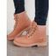 Lace Up Textured Topstitching Matin Boots - Rose clair EU 42