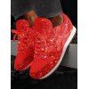 Glitter Lace Up Breathable Sport Shoes - Rouge EU 40
