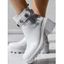 Artificial Crystal Slip On Platform PU Faux Leather Ankle Boots - Blanc EU 41