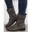 Plain Color Chunky Heel Zipper Lace Up Buckle Boots - Gris EU 38