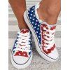 Star Pattern Two Tone Color Frayed Hem Lace Up Shoes - multicolor A EU 42