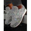 Glitter Lace Up Breathable Sport Shoes - Blanc EU 40