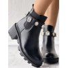 Artificial Crystal Slip On Platform PU Faux Leather Ankle Boots - Noir EU 42