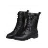 Plain Color Chunky Heel Zipper Lace Up Buckle Boots - Noir EU 37