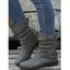 Plain Color Ruched Buckle Strap Boots - Gris EU 40