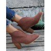 Plain Color Slit Chunky Heel Trendy Boots - café EU 37