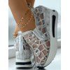 Mesh Sequined Thick Platform Casual Shoes - Argent EU 35