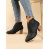 Plain Color Slit Chunky Heel Trendy Boots - Noir EU 42