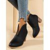 Plain Color Slit Chunky Heel Trendy Boots - Noir EU 40