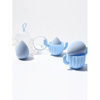 

Beauty Egg Makeup Powder Puff And A Cute Cactus Holder, Light blue