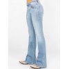 Flare Jeans Topstitching Pockets Zipper Fly Long Denim Pants - LIGHT BLUE M