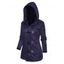Manteau à Capuche Long à Doublure Fourré avec Bouton Caché avec Poches - Bleu profond XL
