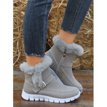 

Faux Fur Zip Up Winter Wam Snow Boots, Gray