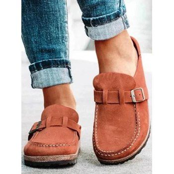 

Comfort Flat Sandals Backless Slip On Loafer Shoes Closed Toe Beach Walking Slippers, Coffee