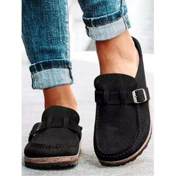 

Comfort Flat Sandals Backless Slip On Loafer Shoes Closed Toe Beach Walking Slippers, Black