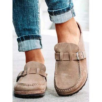 

Comfort Flat Sandals Backless Slip On Loafer Shoes Closed Toe Beach Walking Slippers, Light coffee