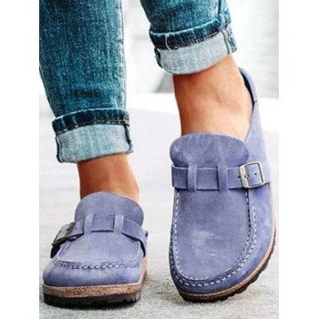 

Comfort Flat Sandals Backless Slip On Loafer Shoes Closed Toe Beach Walking Slippers, Light purple