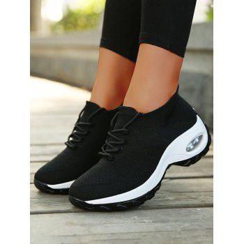 

Lace Up Breathable Casual Sport Sneakers, Black