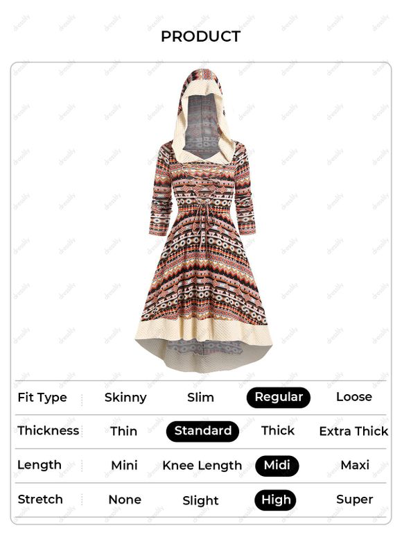 Robe Mi-Longue Linge A Texturée Panneau en Fausse Fourrure à Lacets Style Ethnique - café L