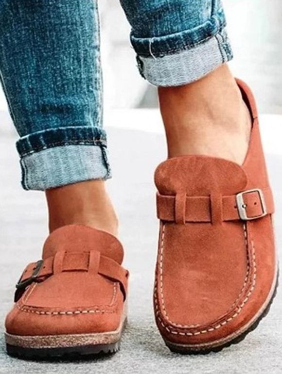 Comfort Flat Sandals Backless Slip On Loafer Shoes Closed Toe Beach Walking Slippers - café EU 42