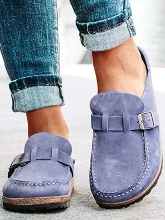 Comfort Flat Sandals Backless Slip On Loafer Shoes Closed Toe Beach Walking Slippers - Violet clair EU 37