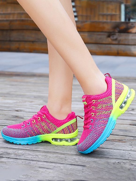 Air Cushion Running Shoes Non-slip Breathable Casual Tennis Gym Sneakers - Rose clair EU 36