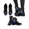 Wonderland Girl Flower Print Lace Up Winter Combat Boots - Noir EU 37