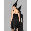 Punk Gothic Dress Lace Up D-ring Eyelet Straps A Line Dress Sleeveless High Waist Dress - BLACK M