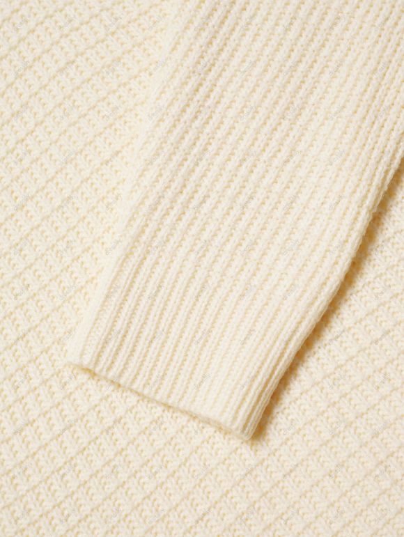 Pull Texturé Haut Bas Simple à Manches Longues à Col Rond - Jaune clair L