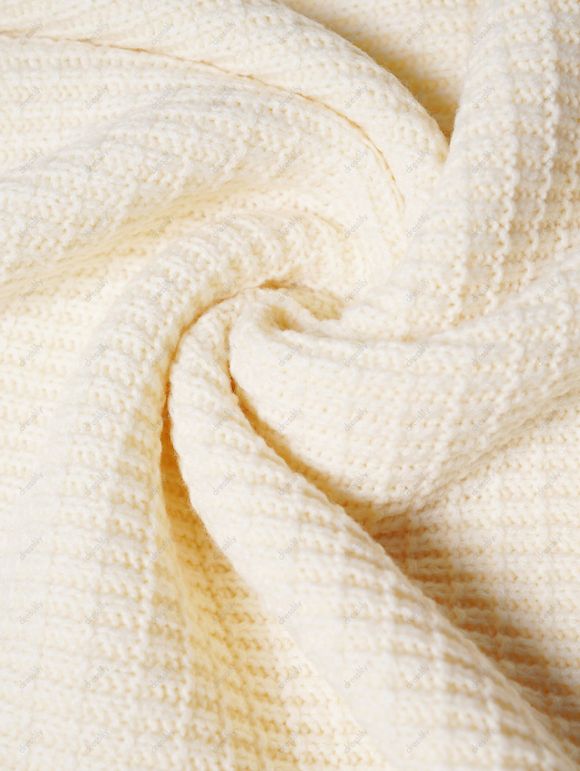 Pull Texturé Haut Bas Simple à Manches Longues à Col Rond - Jaune clair L