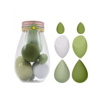 

6Pcs Oblique Waterdrop Multi-shaped Beauty Tools Makeup Sponge Set, Green