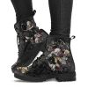 Non-slip Wonderland Skull Flower Girl Print Gothic Lace Up Boots - Noir EU 35