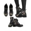 Non-slip Wonderland Skull Flower Girl Print Gothic Lace Up Boots - Noir EU 37