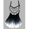 Maillot de Bain Tankini Matelassé Gainant Ombré à Imprimé Fleur Style Bohémien - Blanc XL
