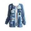 Veste de Noël Boutonnée à Imprimé Flocon de Neige Mignon à Manches Raglan - multicolor A M