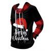 Sweat-shirt à Imprimé Carreaux Merry Christmas à Chapeau de Noël à Col Bénitier - multicolor A XXL