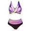 Colorful Striped Print Bikini Swimsuit Crossover Cut Out Bikini Two Piece Set Adjustable Straps High Leg Bathing Suit - LIGHT PURPLE L